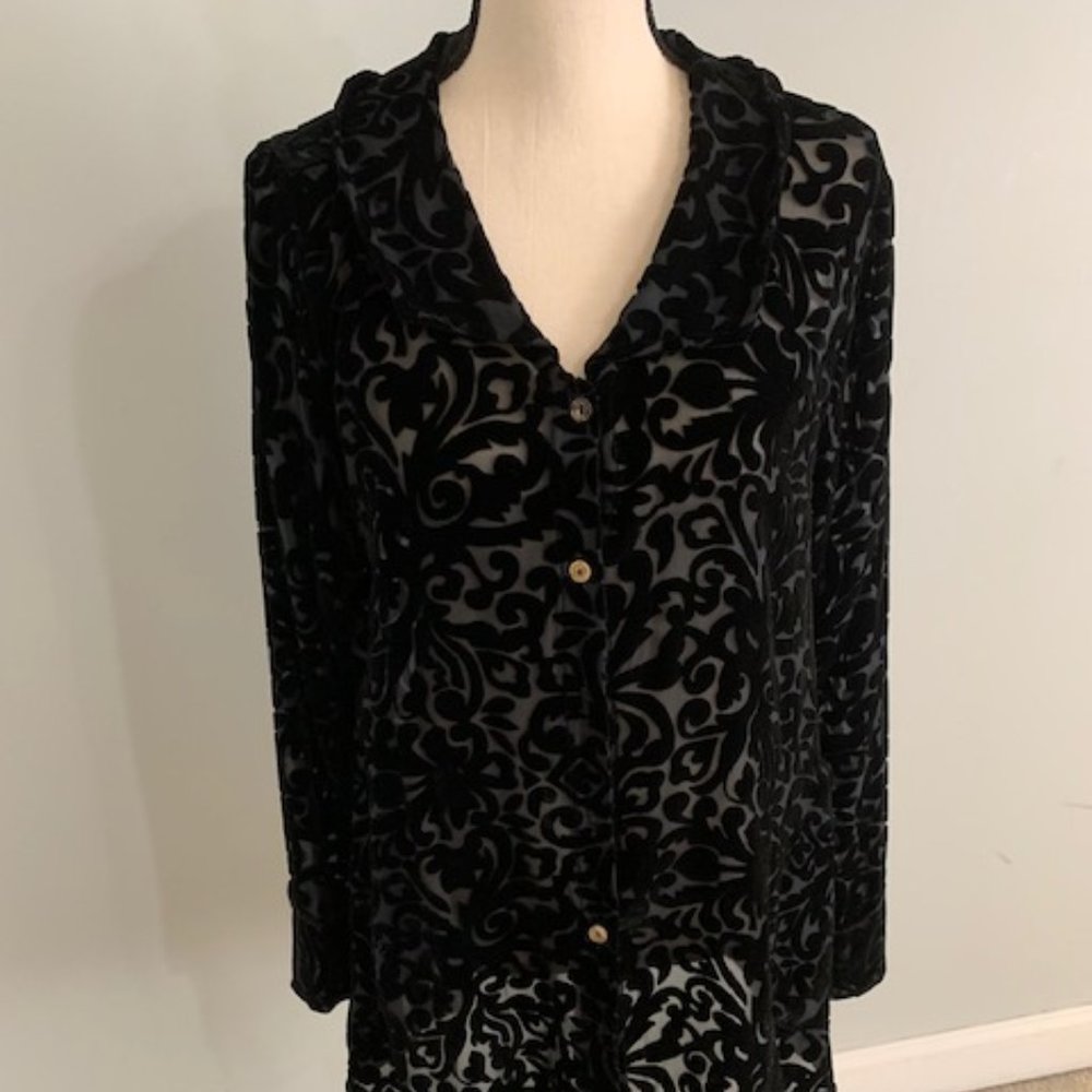 Black Velvet/Sheer Top